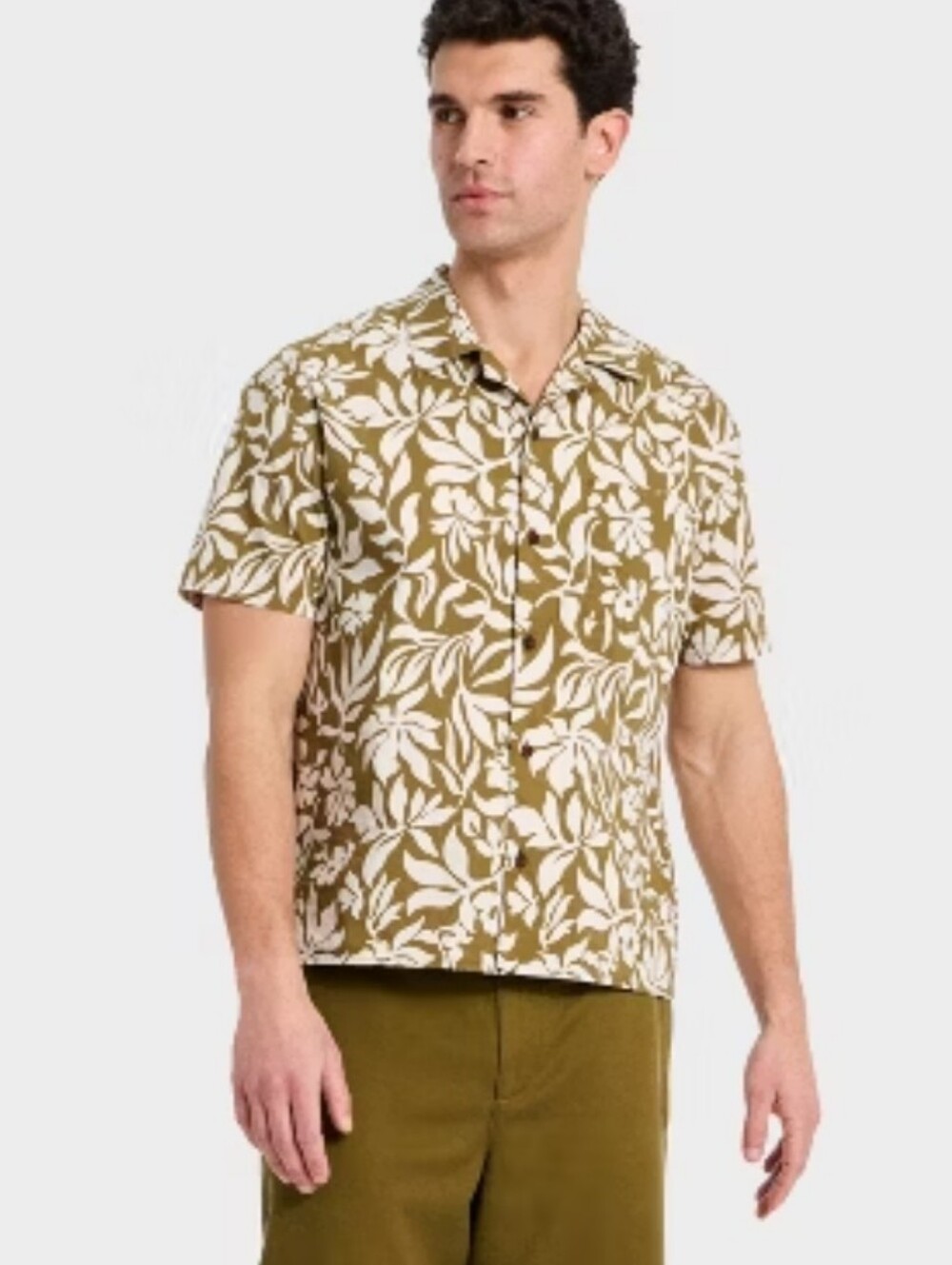 Houston White Men's Floral Jacquard Short Sleeved Camp Shirt